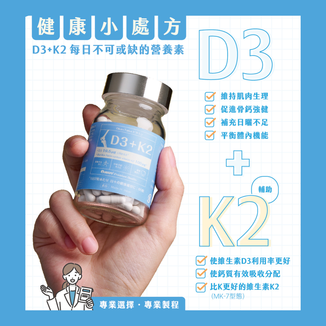 OkayTake專業職人維生素D3 + K2搭配搭配健康小處方