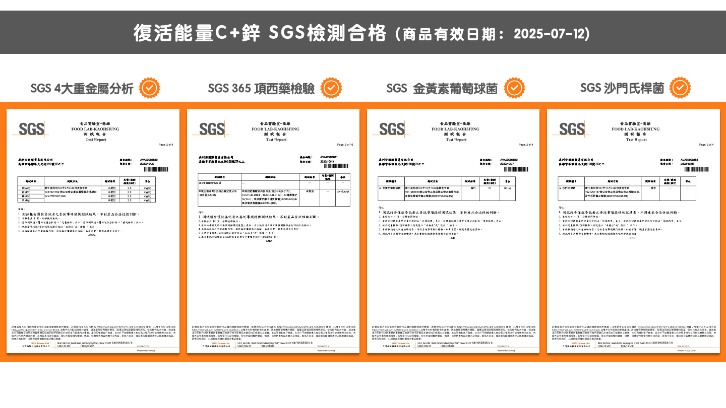 OkayTake職人維生素每批進貨SGS檢測報告書